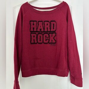 Vintage Hard Rock Cafe Dallas Women's Burgundy Crew Neck Sweater